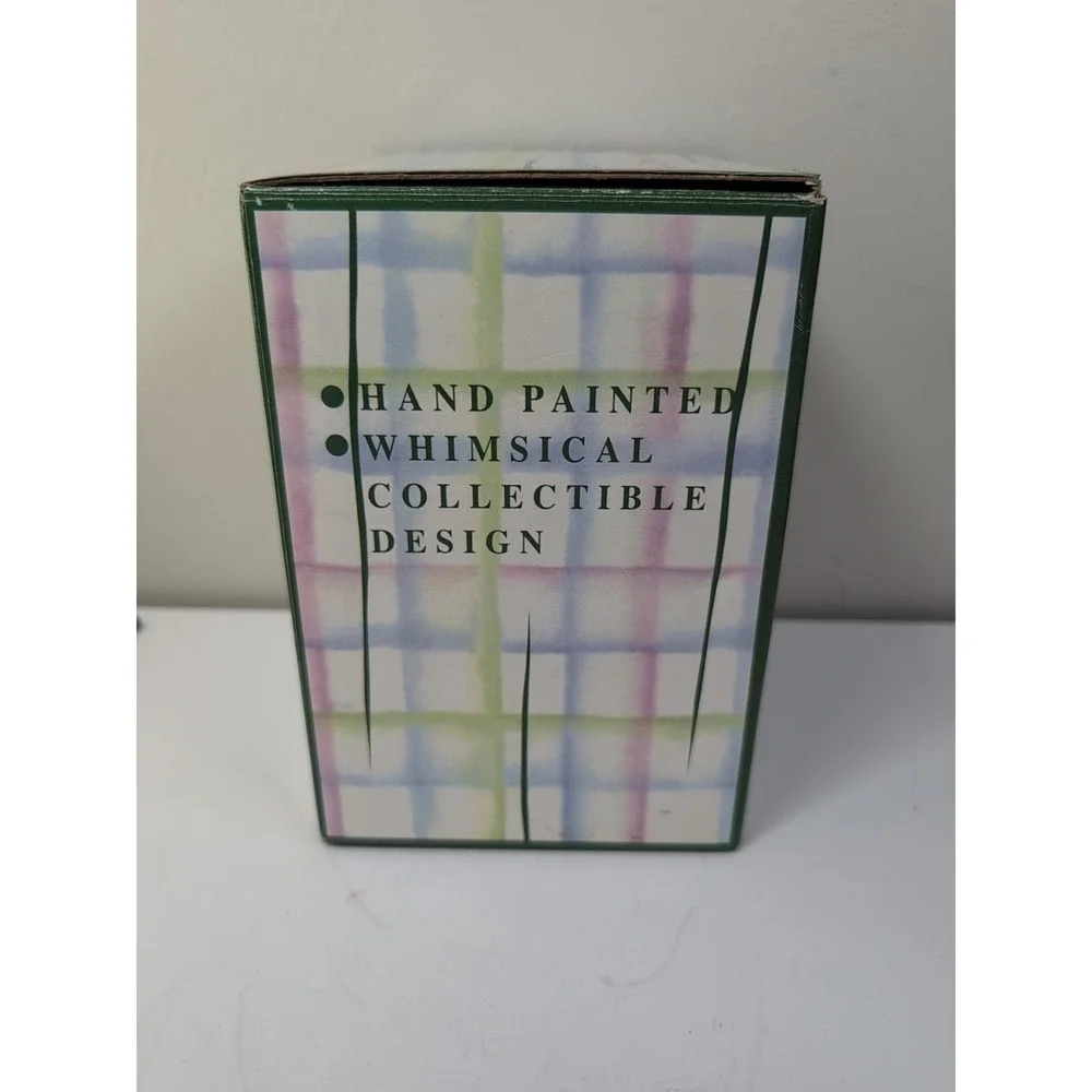 Ceramic Egg Basket, Easter, In‎ Original Box & Packaging, Pink Bow Vintage